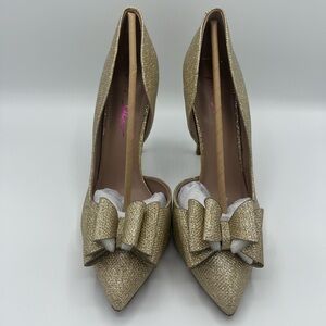 BETSEY JOHNSON Glittering Gold Prince Heels with Bow